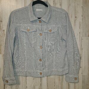 DASH size PS Button Tracker Jacket long sleeve Striped Linen blend